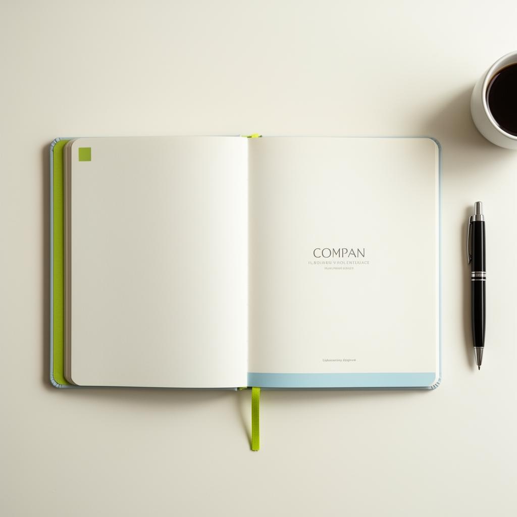 Libreta personalizada abierta con interiores branded
